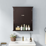 Wall Mount Bathroom Cabinet Storage Organizer with Doors and Shelves