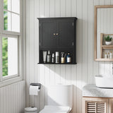 Wall Mount Bathroom Cabinet Storage Organizer with Doors and Shelves