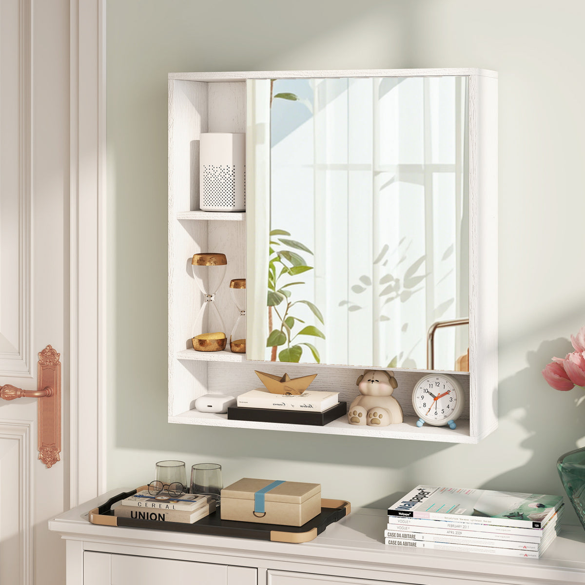 Wall Mounted  Bathroom Cabinet with Mirror Single Door
