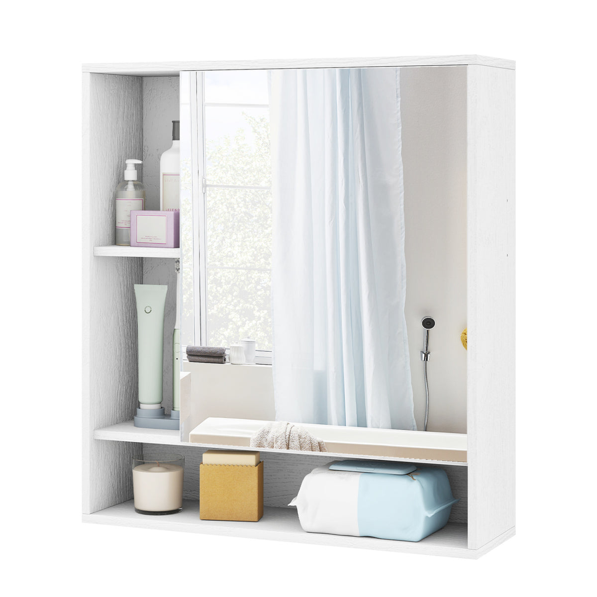 Wall Mounted  Bathroom Cabinet with Mirror Single Door