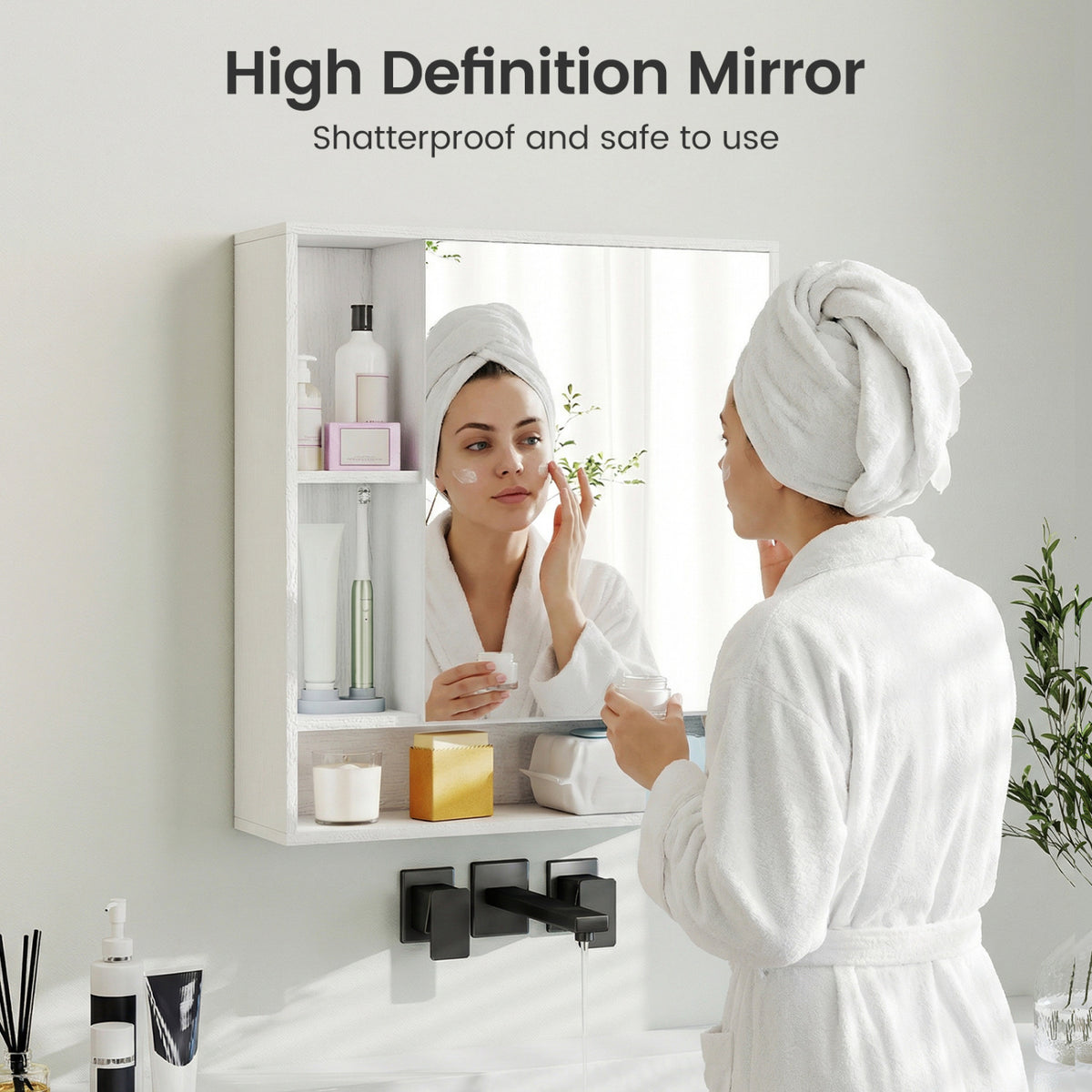 Wall Mounted  Bathroom Cabinet with Mirror Single Door