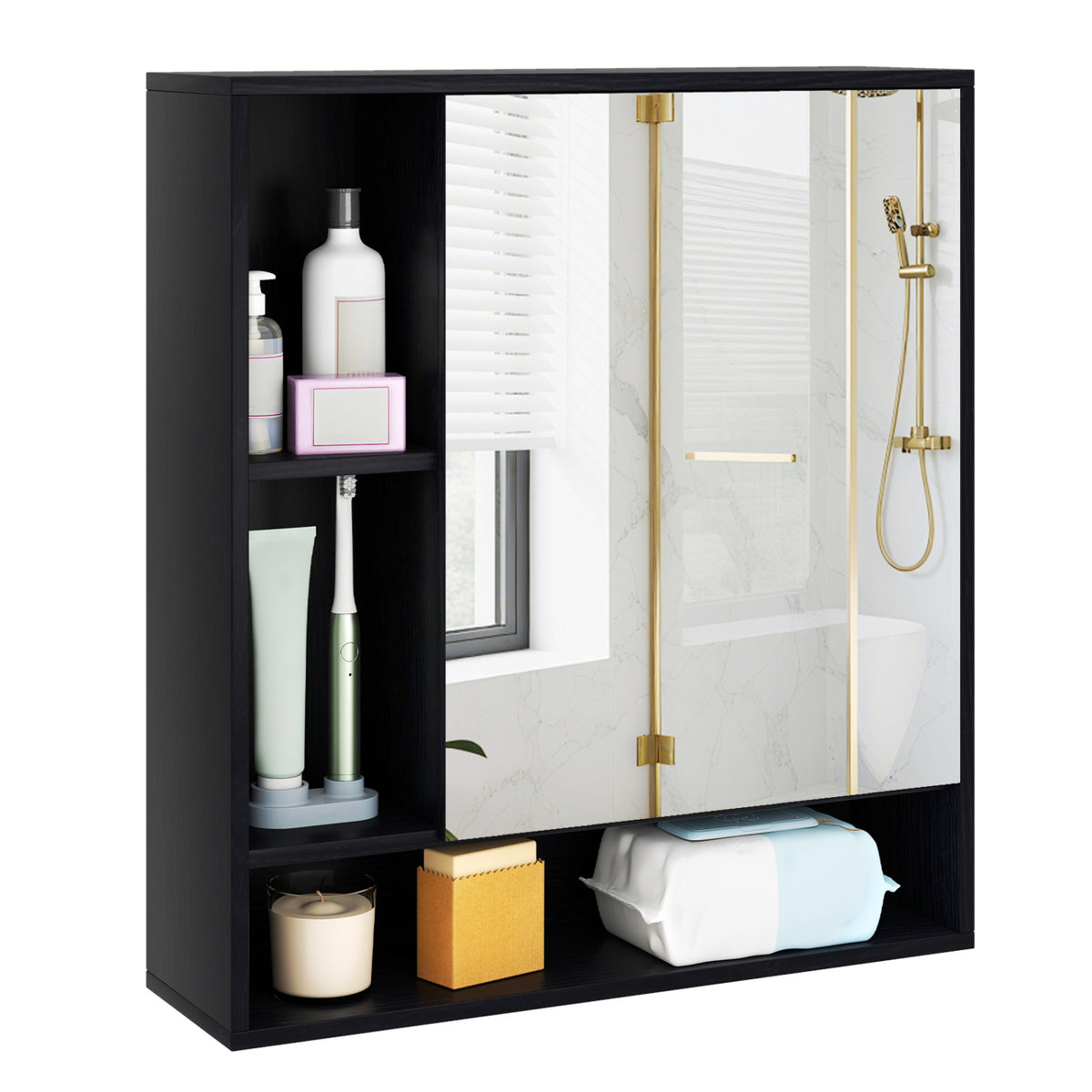 Wall Mounted  Bathroom Cabinet with Mirror Single Door