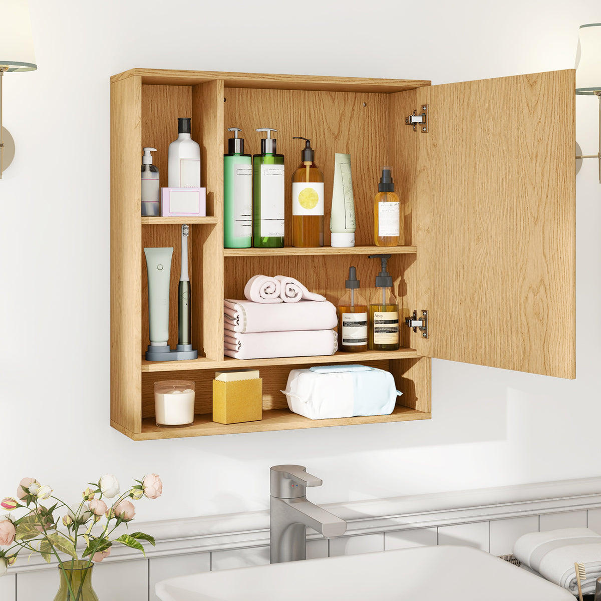 Wall Mounted  Bathroom Cabinet with Mirror Single Door