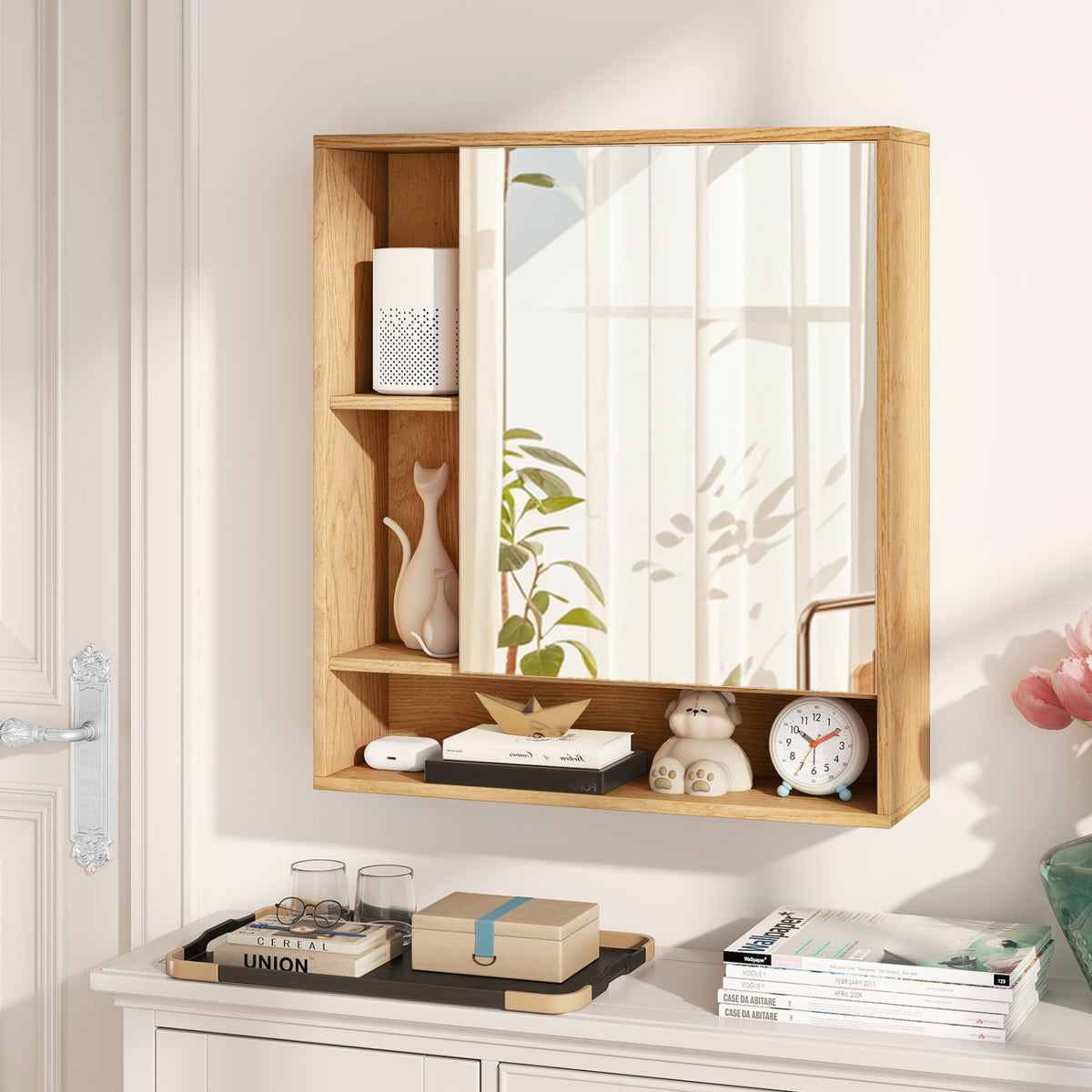 Wall Mounted  Bathroom Cabinet with Mirror Single Door