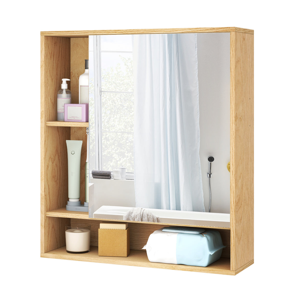 Wall Mounted  Bathroom Cabinet with Mirror Single Door