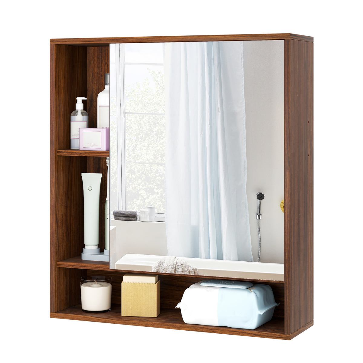 Wall Mounted  Bathroom Cabinet with Mirror Single Door