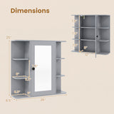 Wall Mounted Bathroom Medicine Cabinet with Mirror and Shelves