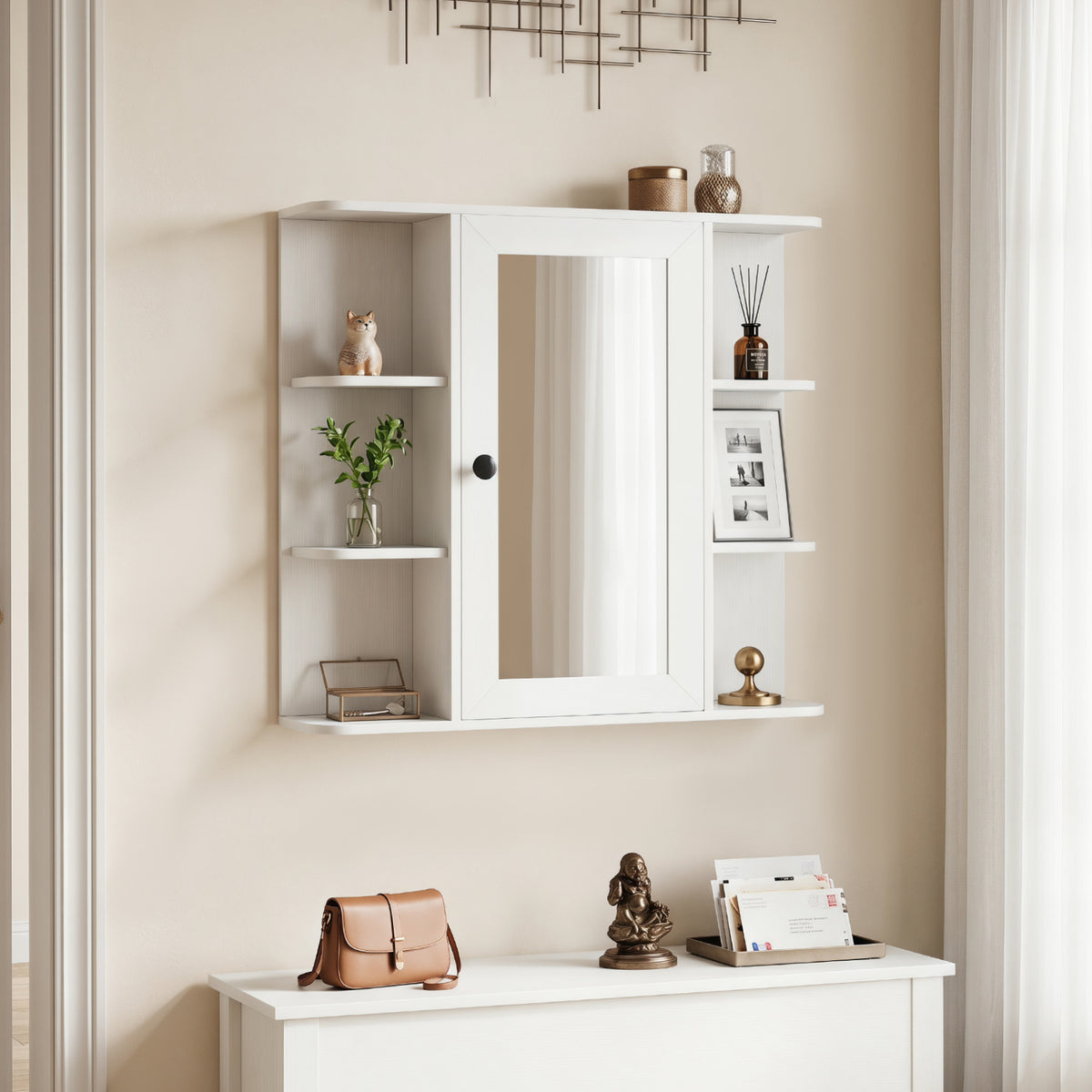 Wall Mounted Bathroom Medicine Cabinet with Mirror and Shelves