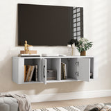 Wall Mounted Floating 2 Door Desk Hutch Storage Shelves