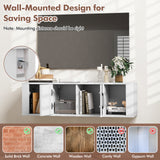 Wall Mounted Floating 2 Door Desk Hutch Storage Shelves