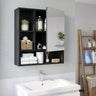 Wall-Mounted Mirror Cabinet with 2 Hidden Shelves and 3 Open Compartments