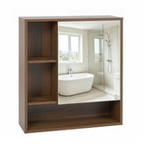 Wall-Mounted Mirror Cabinet with 2 Hidden Shelves and 3 Open Compartments