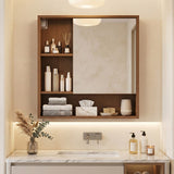 Wall-Mounted Mirror Cabinet with 2 Hidden Shelves and 3 Open Compartments