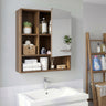 Wall-Mounted Mirror Cabinet with 2 Hidden Shelves and 3 Open Compartments