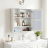 Wall-Mounted Mirror Cabinet with 2 Hidden Shelves and 3 Open Compartments
