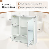 Wall-Mounted Mirror Cabinet with 2 Hidden Shelves and 3 Open Compartments