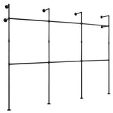 Wall Mounted Pipe Clothing Rack with 6 Hanging Rods-Black