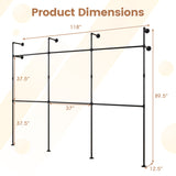 Wall Mounted Pipe Clothing Rack with 6 Hanging Rods-Black