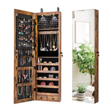 Wall and Door Mounted Mirrored Jewelry Cabinet with Lights
