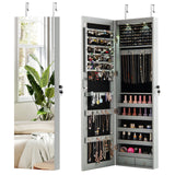 Wall and Door Mounted Mirrored Jewelry Cabinet with Lights