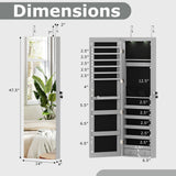 Wall and Door Mounted Mirrored Jewelry Cabinet with Lights