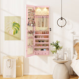 Wall and Door Mounted Mirrored Jewelry Cabinet with Lights