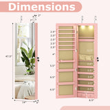 Wall and Door Mounted Mirrored Jewelry Cabinet with Lights