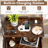 Wall-mounted Nightstand with LED Lights and Charging Station for Bedroom