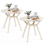 Weather-Resistant Circular Small End Table for Poolside and Balcony-set of 2