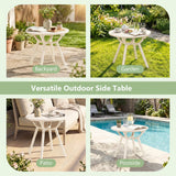 Weather-Resistant Circular Small End Table for Poolside and Balcony-set of 2