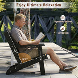 Weather Resistant HDPE Folding Adirondack Chair with High Backrest for Backyard