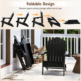 Weather Resistant HDPE Folding Adirondack Chair with High Backrest for Backyard