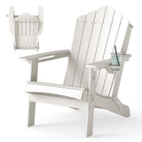 Weather Resistant HDPE Folding Adirondack Chair with High Backrest for Backyard