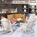 Weather Resistant HDPE Folding Adirondack Chair with High Backrest for Backyard