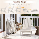 Weather Resistant HDPE Folding Adirondack Chair with High Backrest for Backyard