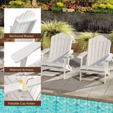 Weather Resistant HDPE Folding Adirondack Chair with High Backrest for Backyard
