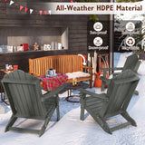 Weather Resistant HDPE Folding Adirondack Chair with High Backrest for Backyard