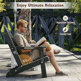 Weather Resistant HDPE Folding Adirondack Chair with High Backrest for Backyard