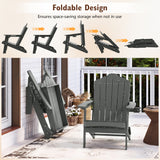Weather Resistant HDPE Folding Adirondack Chair with High Backrest for Backyard