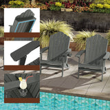 Weather Resistant HDPE Folding Adirondack Chair with High Backrest for Backyard