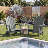 Weather Resistant HDPE Folding Adirondack Chair with High Backrest for Backyard
