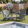 Weather Resistant HDPE Folding Adirondack Chair with High Backrest for Backyard