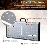 42 Inches x 21 Inches Welding Table with Adjustable Height and 2 Bar Clamps-Silver
