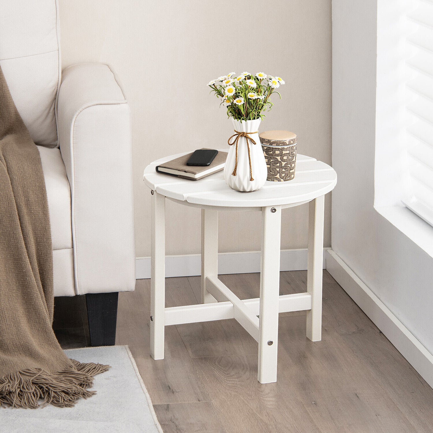 18 Inch Round Weather-Resistant Adirondack Side Table