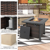 9 Pieces Patio Furniture Set with 32â Fire Pit Table and 50000 BTU Square Propane Fire Pit
