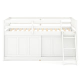 White Loft Bed with Aluminum Sliding Door and Storage for Bedroom-Twin size