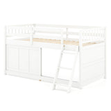 White Loft Bed with Aluminum Sliding Door and Storage for Bedroom-Twin size
