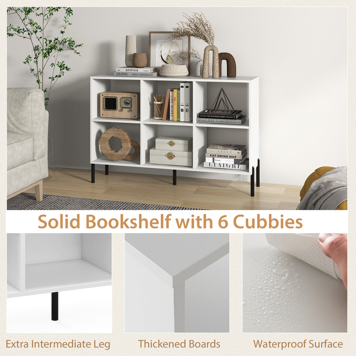 Open-Back Bookshelf with Drawer for Study