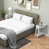 2-Tier Wedge Narrow End Table with Storage Shelf and Solid Wood Legs