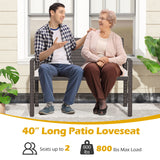 Wicker 2-Seat Bench with Soft Seat Cushion and Metal Frame-White